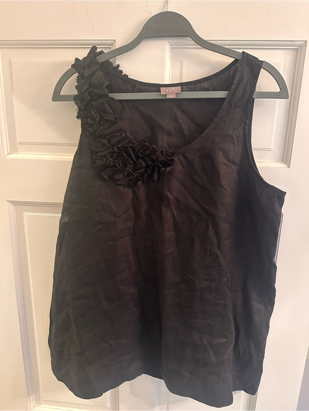 J. Jill Black Sleeveless Camisole with Floral Rosette Trim